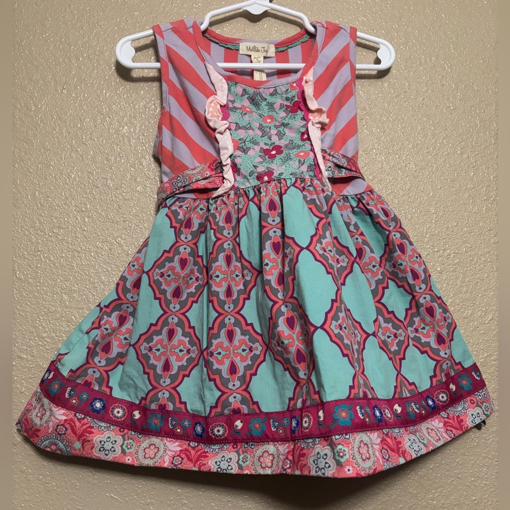 Matilda Jane Pink and Teal Patterned Kids Dress